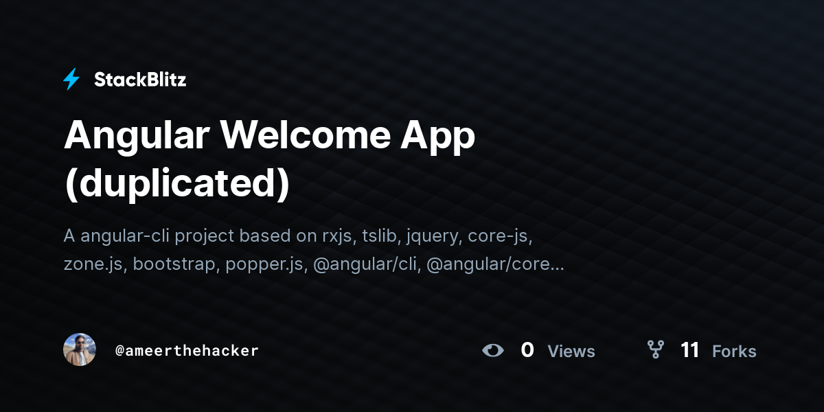 Angular Welcome App (duplicated) - StackBlitz