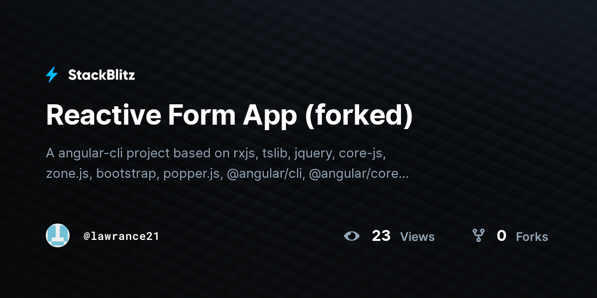 Reactive Form App (forked) - StackBlitz