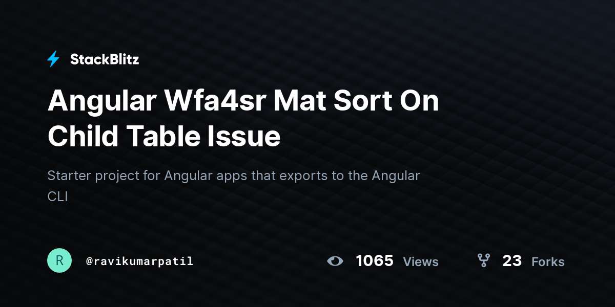 Angular Wfa4sr Mat Sort On Child Table Issue - StackBlitz