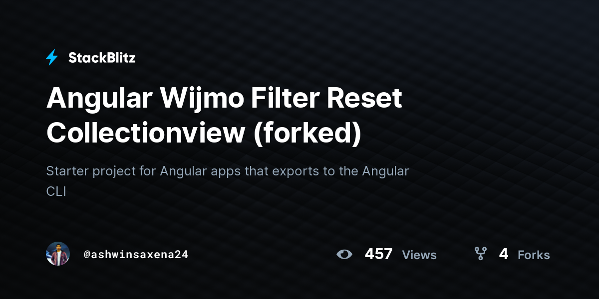 Angular Wijmo Filter Reset Collectionview (forked) - StackBlitz