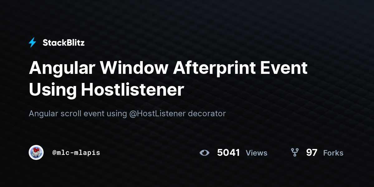 Angular Window Afterprint Event Using Hostlistener - StackBlitz