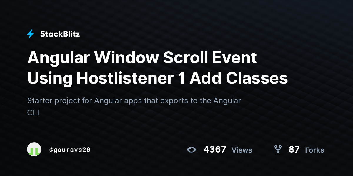 Angular Window Scroll Event Using Hostlistener 1 Add Classes StackBlitz