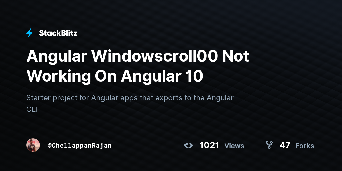 Angular Windowscroll00 Not Working On Angular 10 - StackBlitz