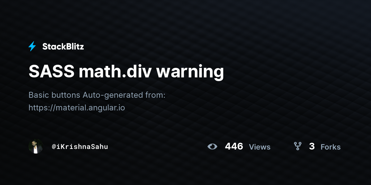 SASS math.div warning - StackBlitz