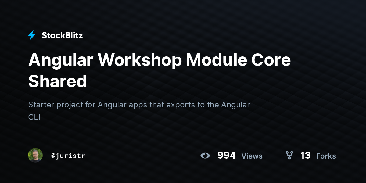 Angular Workshop Module Core Shared - StackBlitz