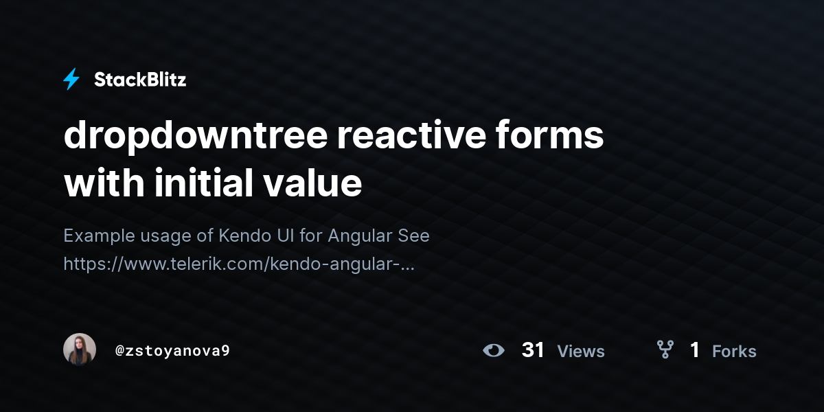 dropdowntree reactive forms with initial value - StackBlitz