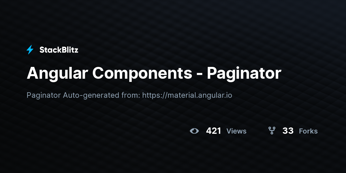 Angular Components - Paginator - StackBlitz