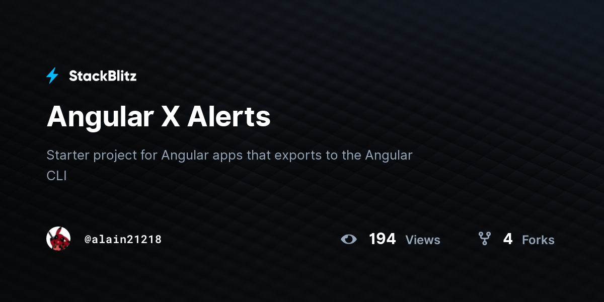 Angular X Alerts - StackBlitz