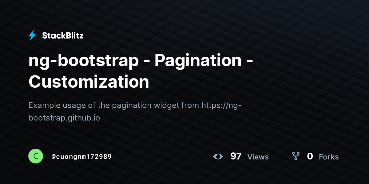 ng-bootstrap - Pagination - Customization - StackBlitz