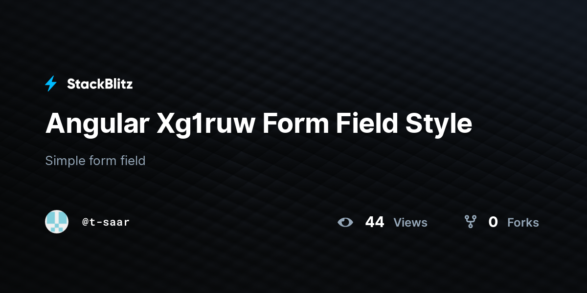 Angular Xg1ruw Form Field Style - StackBlitz