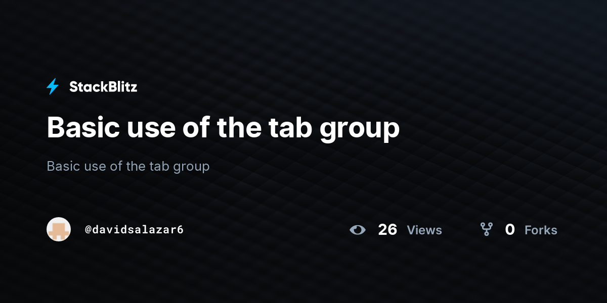Basic use of the tab group - StackBlitz