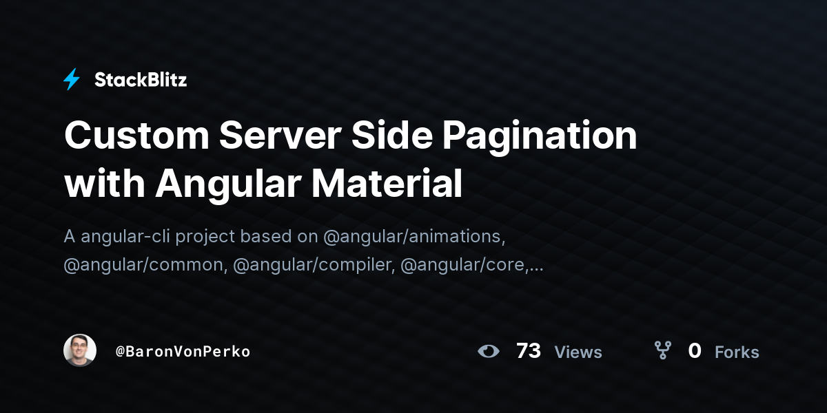 Custom Server Side Pagination with Angular Material - StackBlitz
