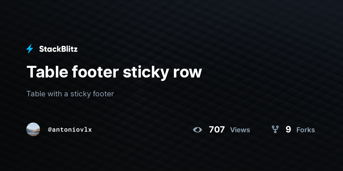 Table footer sticky row - StackBlitz