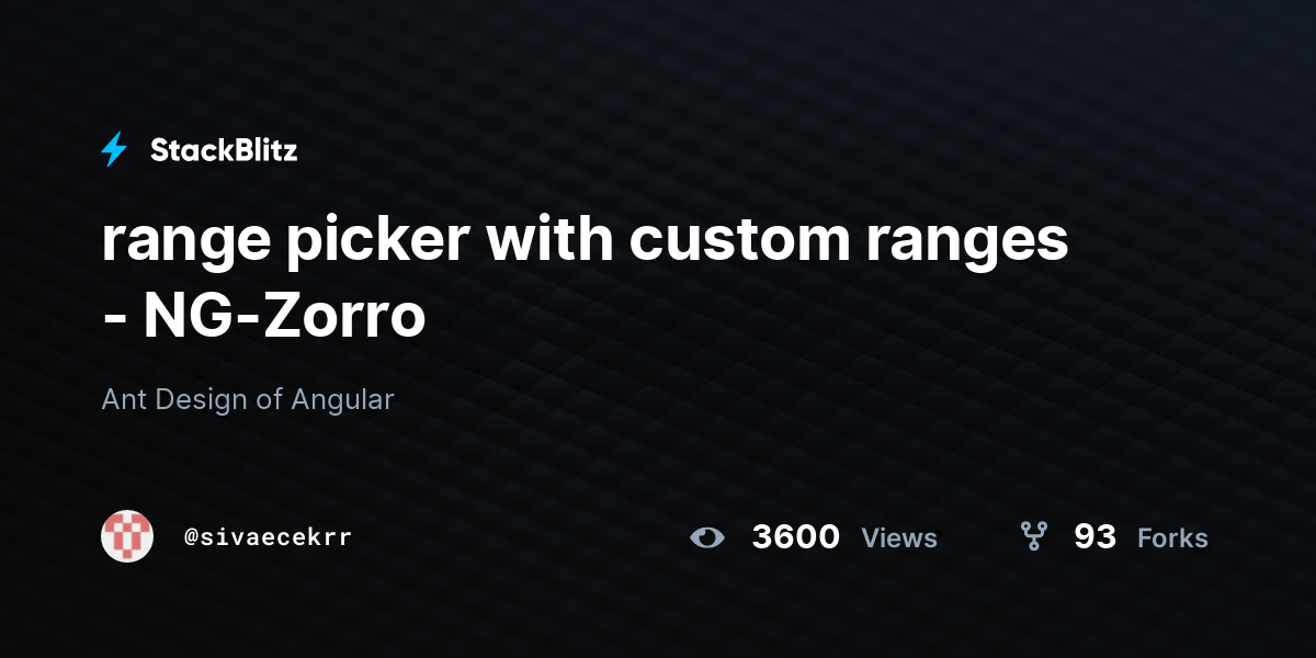 range picker with custom ranges - NG-Zorro - StackBlitz