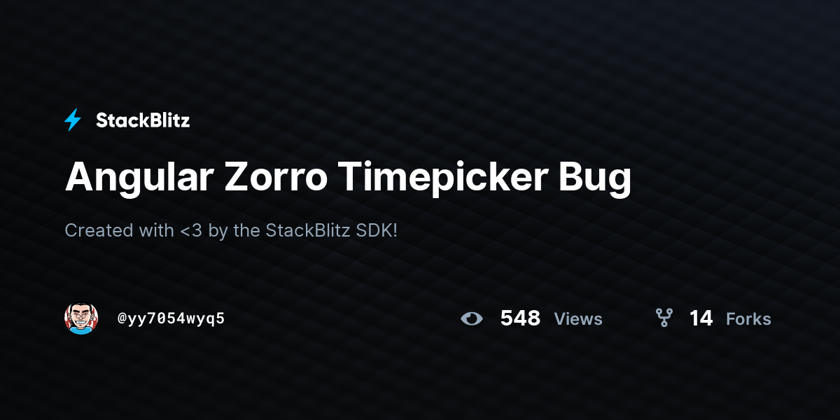 Angular Zorro Timepicker Bug - StackBlitz