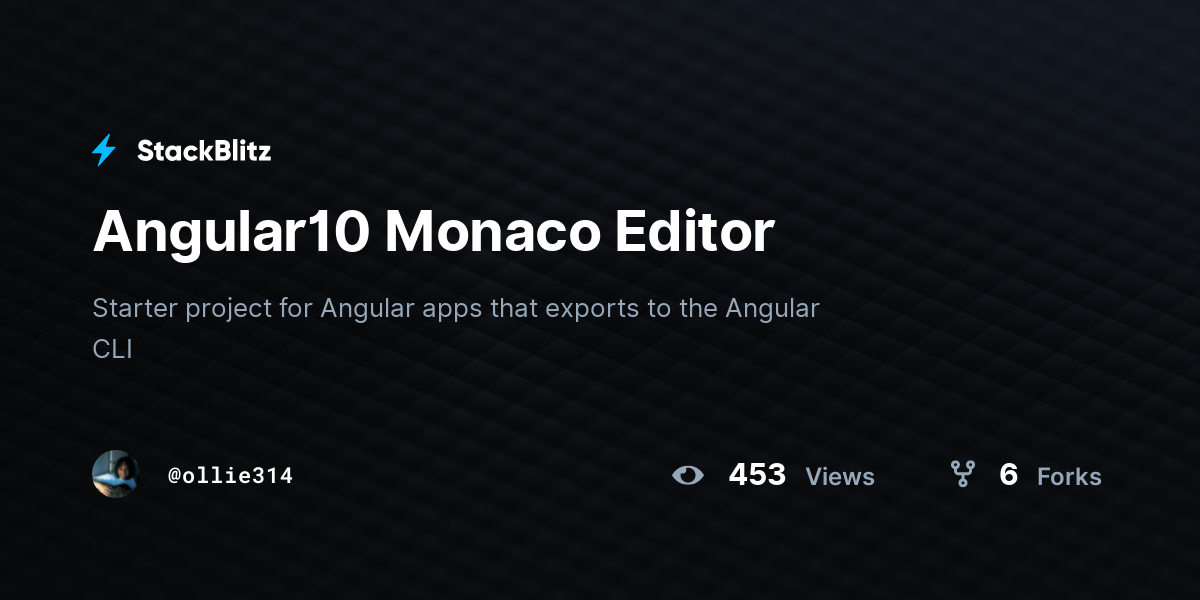 Angular10 Monaco Editor - StackBlitz