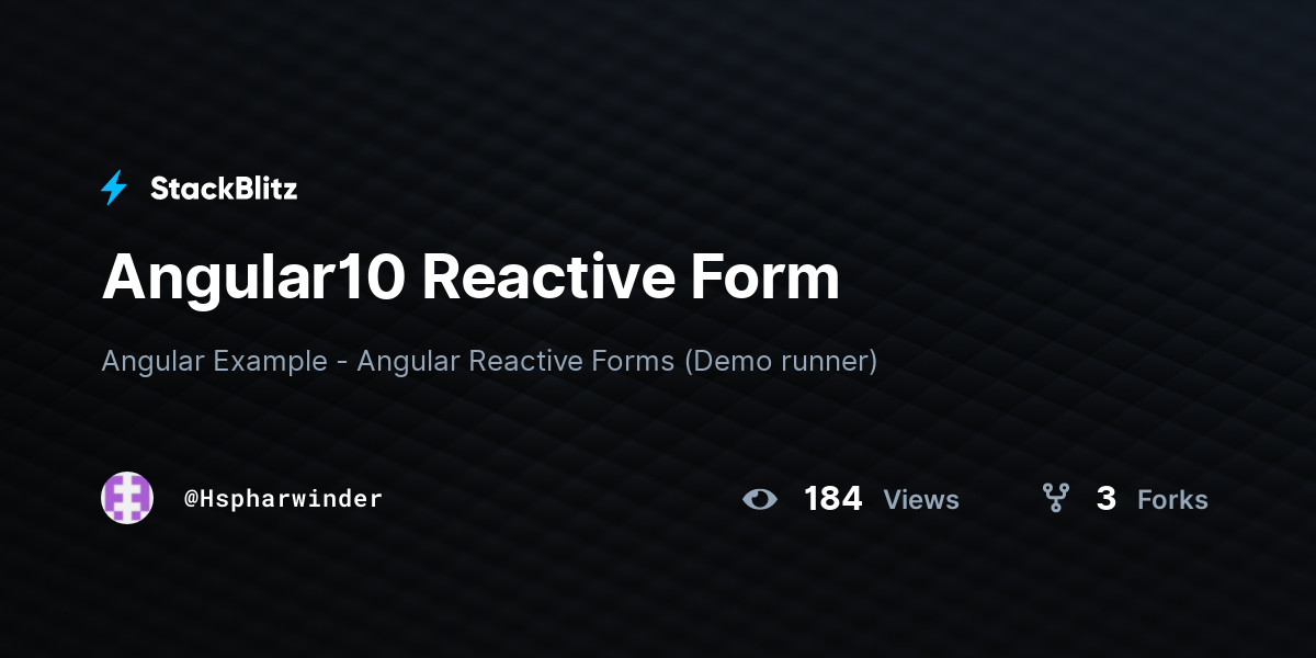 Angular10 Reactive Form - StackBlitz