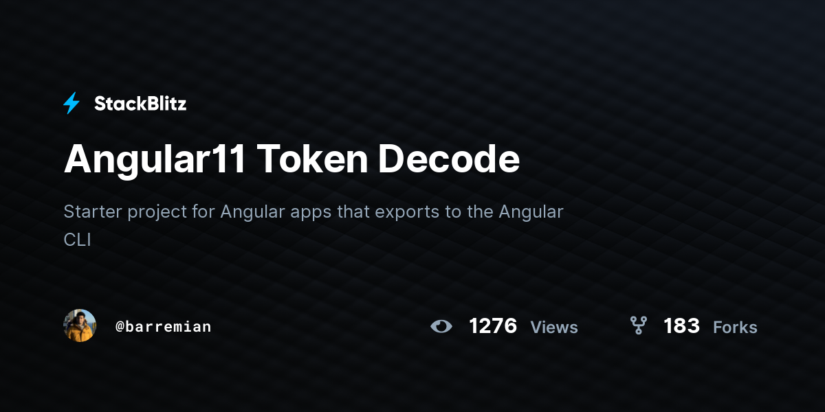 Angular11 Token Decode - StackBlitz