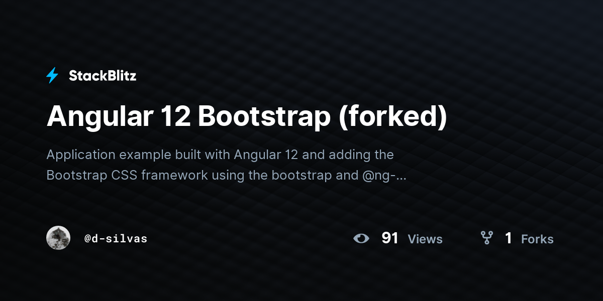 Angular 12 Bootstrap (forked) - StackBlitz