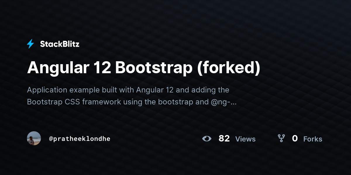 Angular 12 Bootstrap (forked) - StackBlitz