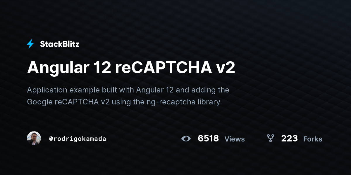 Angular 12 reCAPTCHA v2 - StackBlitz