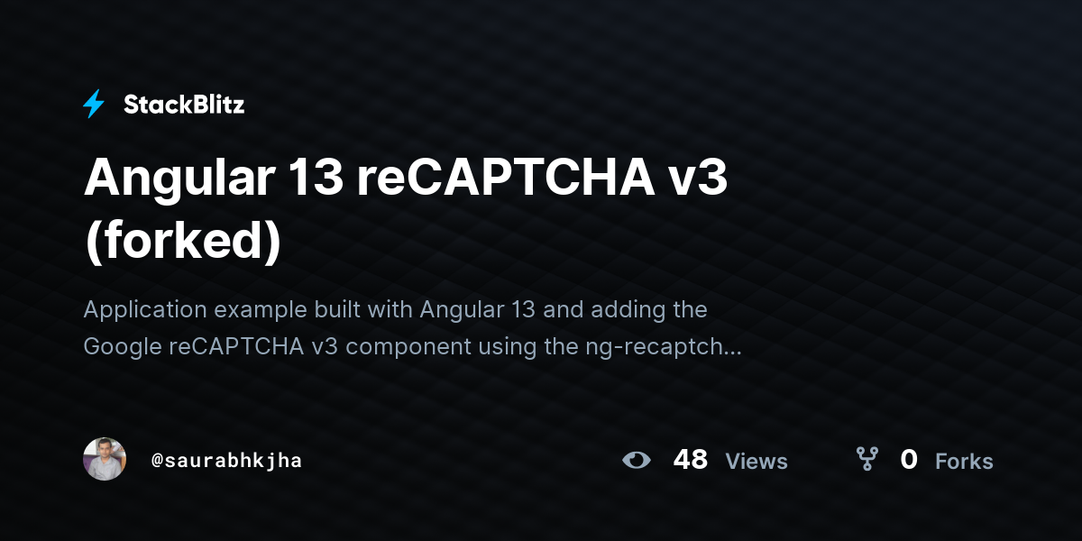 Angular 13 reCAPTCHA v3 (forked) - StackBlitz
