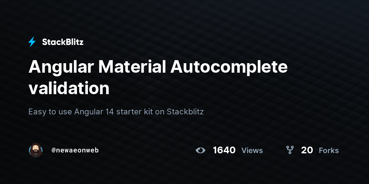 Angular Material validation StackBlitz