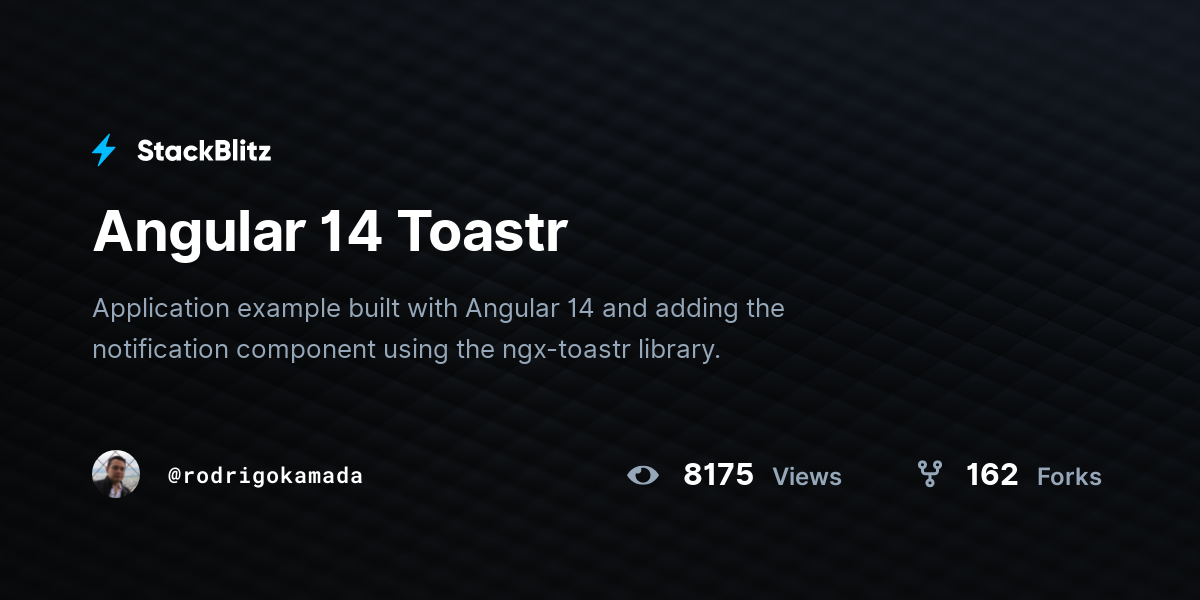 Angular 14 Toastr - StackBlitz