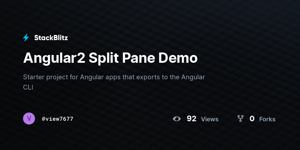 Angular2 Split Pane Demo - StackBlitz