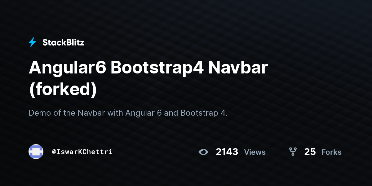Angular6 Bootstrap4 Navbar (forked) - StackBlitz