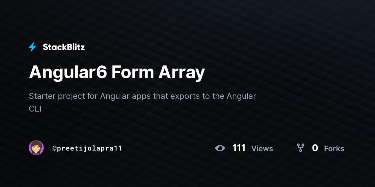 Angular6 Form Array - StackBlitz