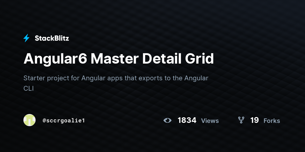 Angular6 Master Detail Grid - StackBlitz