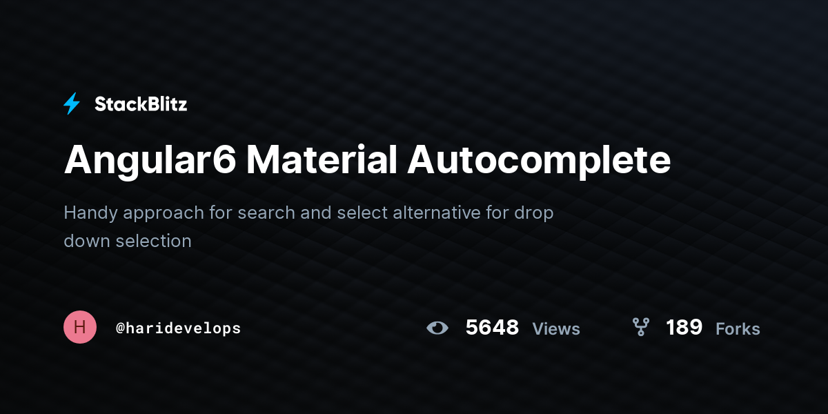 Angular6 Material Autocomplete - StackBlitz