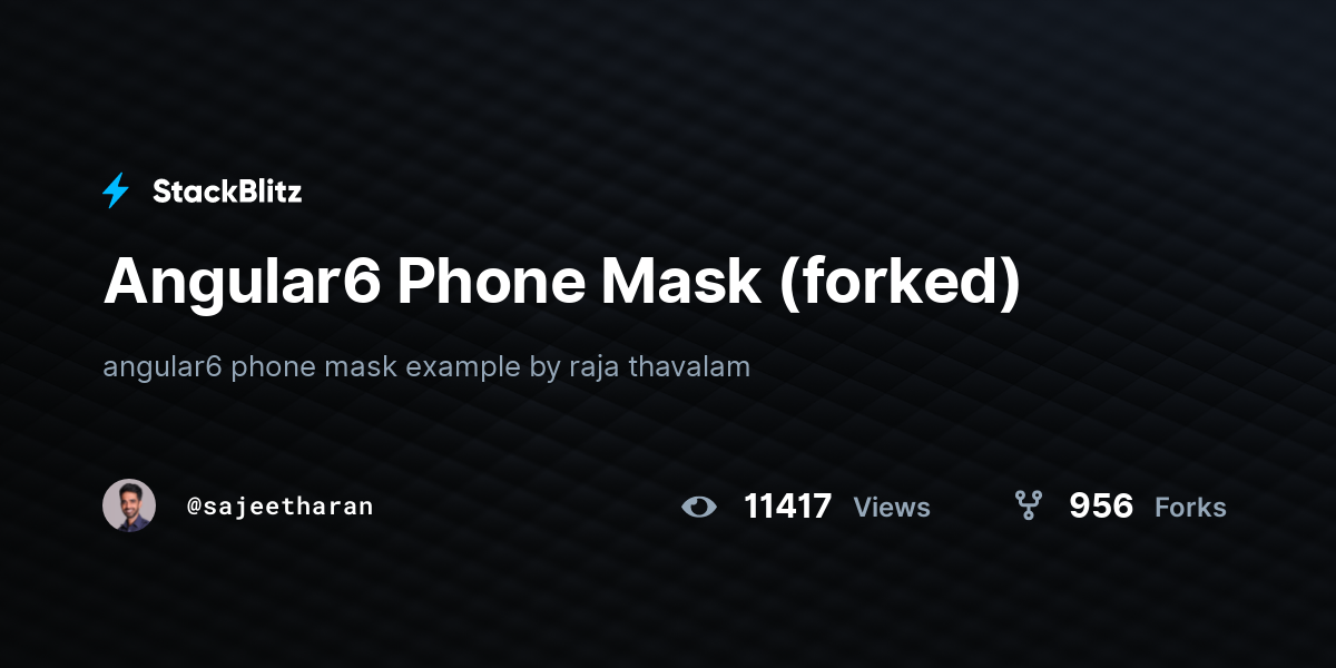 Angular6 Phone Mask (forked) StackBlitz