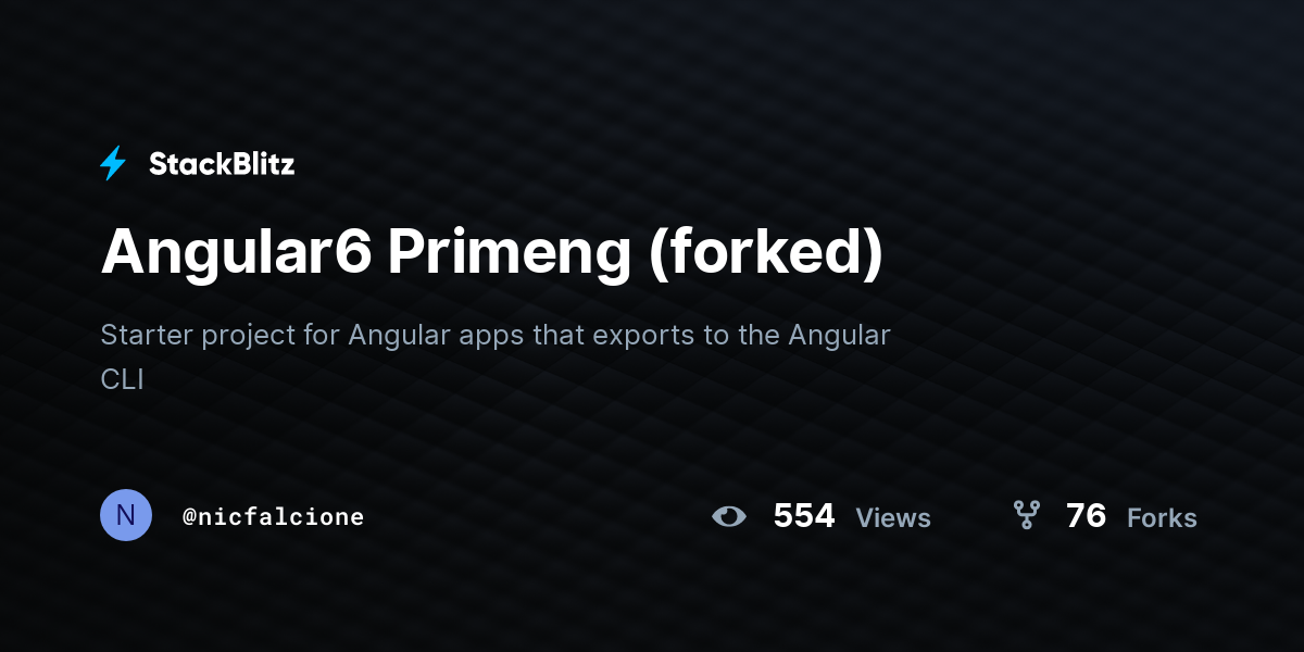 Angular6 Primeng (forked) - StackBlitz