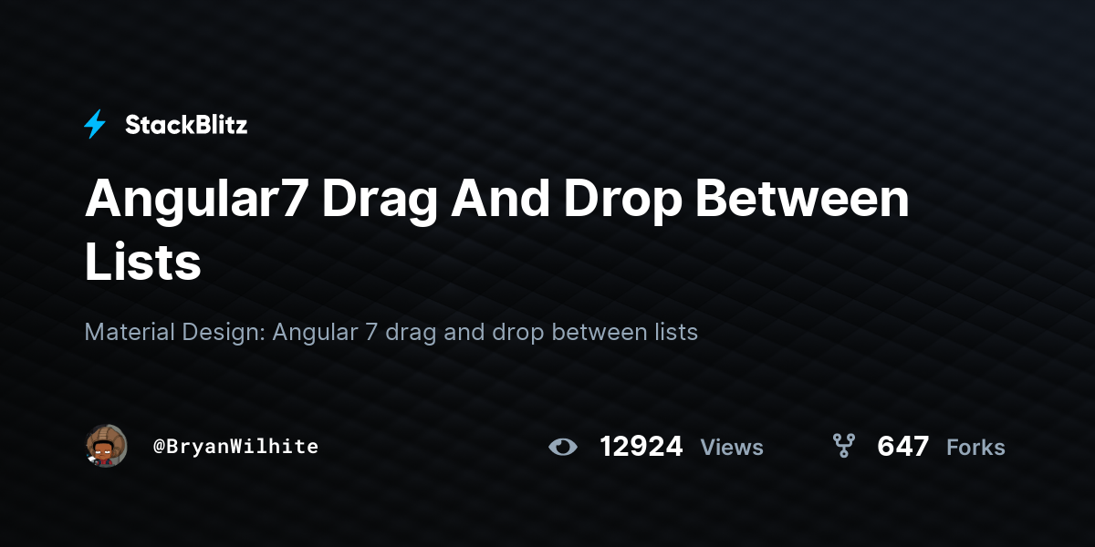 Angular7 Drag And Drop Between Lists - StackBlitz