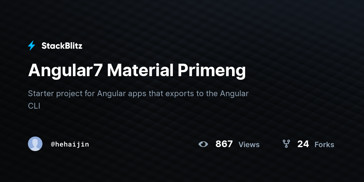 Angular7 Material Primeng - StackBlitz