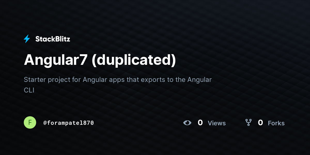 Angular7 (duplicated) - StackBlitz