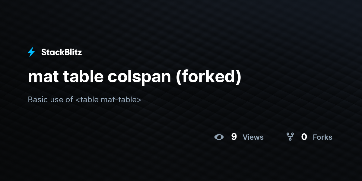 mat table colspan (forked) - StackBlitz