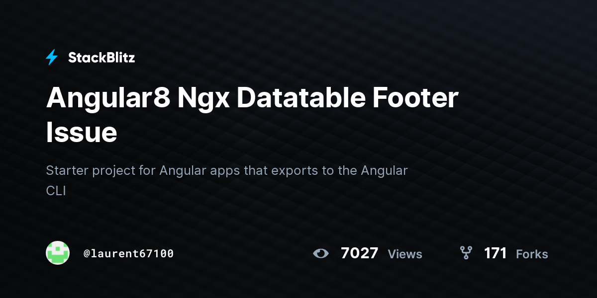 Angular8 Ngx Datatable Footer Issue - StackBlitz