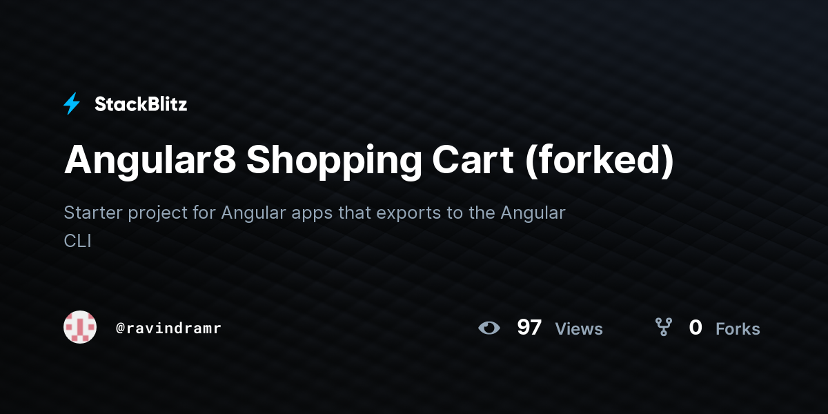 Angular8 Shopping Cart (forked) - StackBlitz