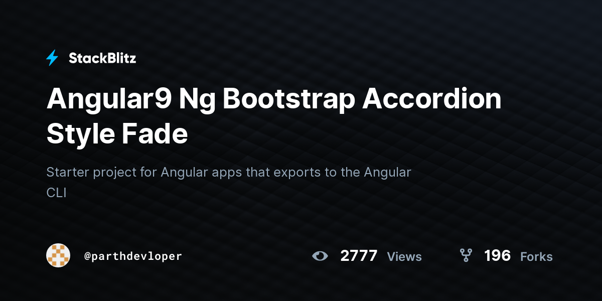 Angular9 Ng Bootstrap Accordion Style Fade - StackBlitz