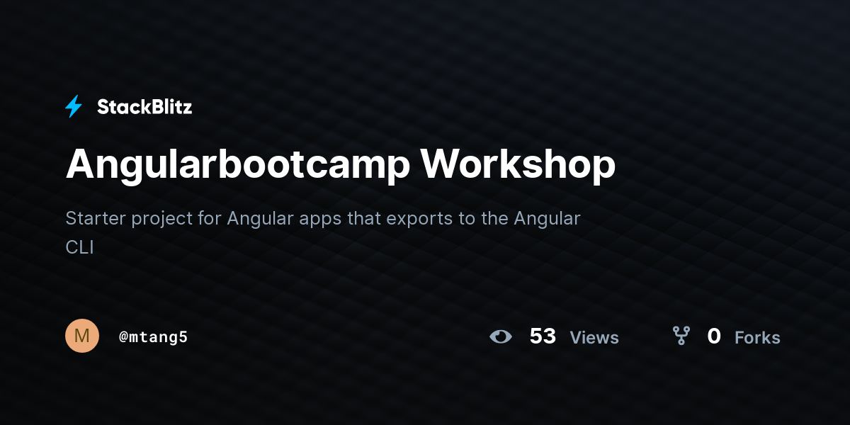 Angularbootcamp Workshop - StackBlitz