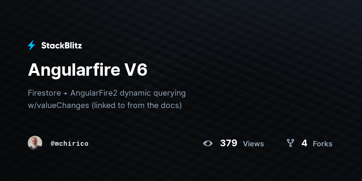 Angularfire V6 - StackBlitz