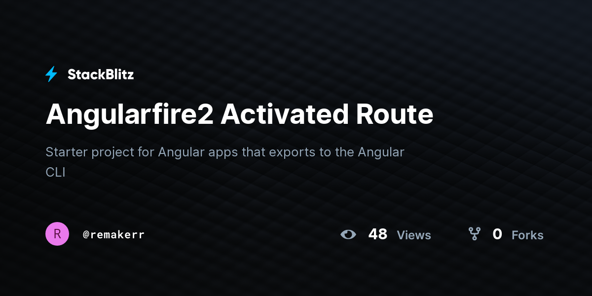 Angularfire2 Activated Route - StackBlitz