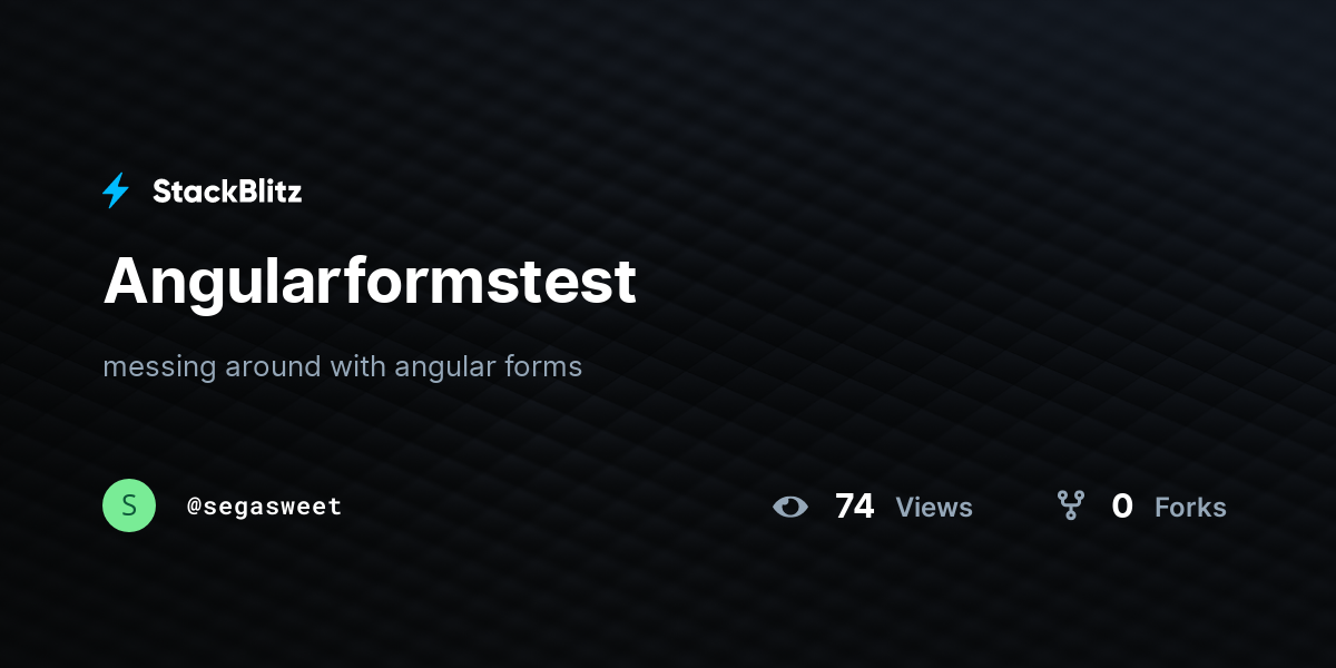Angularformstest - StackBlitz