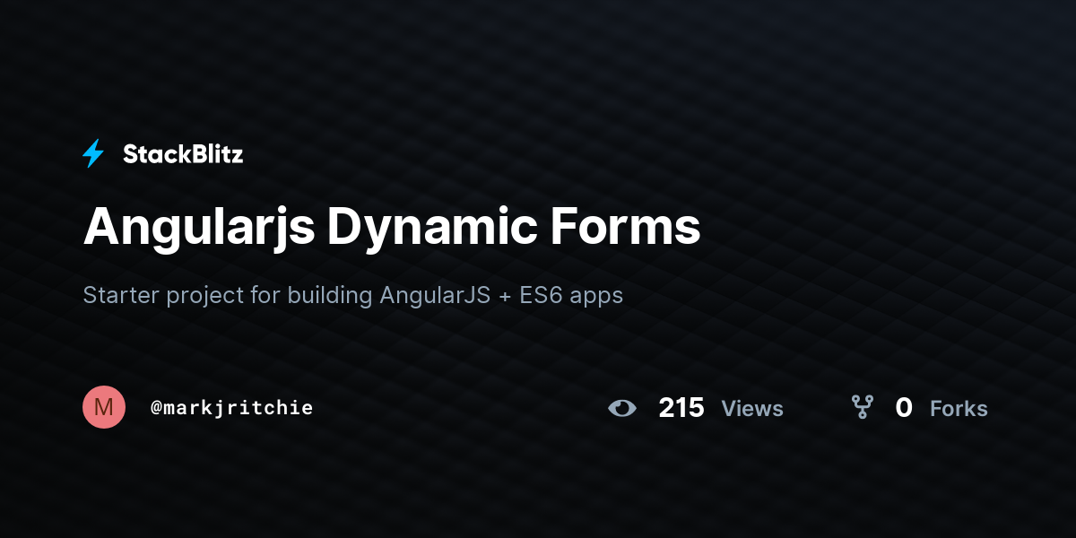 Angularjs Dynamic Forms - StackBlitz
