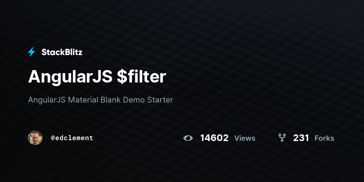 AngularJS filter StackBlitz