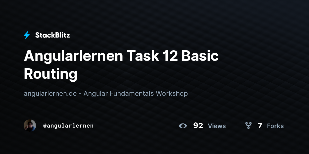 Angularlernen Task 12 Basic Routing - StackBlitz