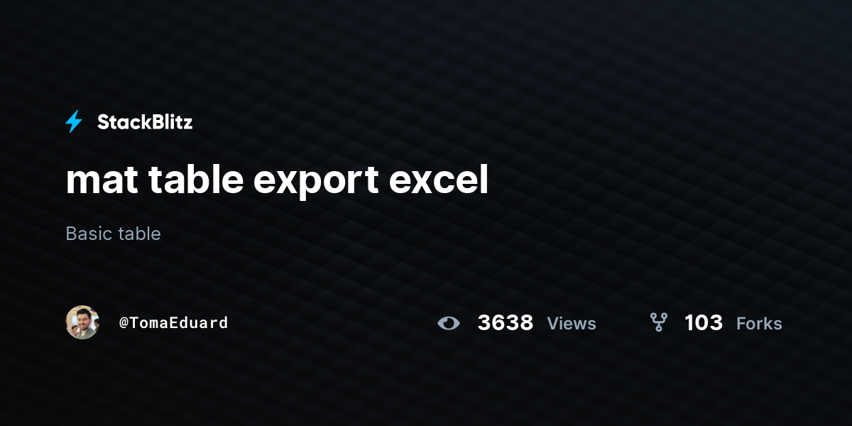 mat table export excel - StackBlitz